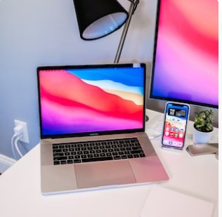 Laptop and phone together
