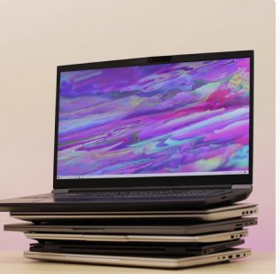 Stack of used laptops